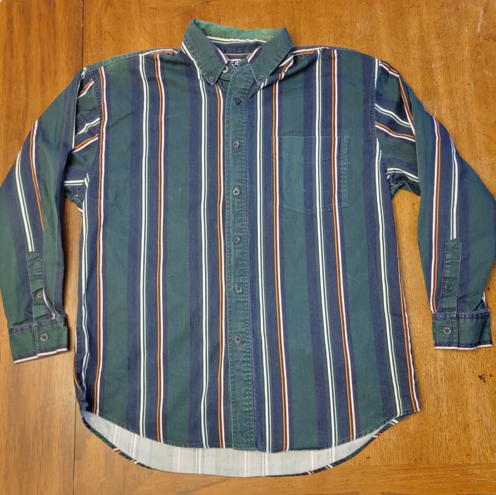 Vintage 955 Originals Green/Blue Button Down Shirt - Size Large